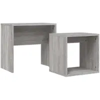 vidaXL Tables d'ensemble 2 pcs. Gris Sonoma Matériau dérivé du bois