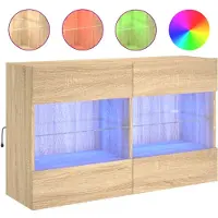vidaXL Armoire TV murale avec lampes LED Chêne Sonoma 98,5x30x60,5 cm