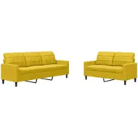 vidaXL Ensemble de canapés 2 pièces avec coussins Velours jaune