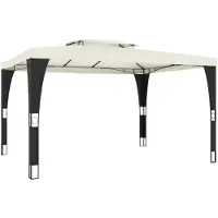 vidaXL Pavillon avec double toit Crème 3,98x2,98 m Acier