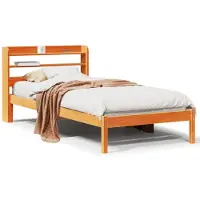 vidaXL Cadre de lit avec tête de lit sans matelas brun cire 100x200 cm