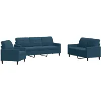 vidaXL Ensemble de canapés 3 pièces avec coussins bleu velours