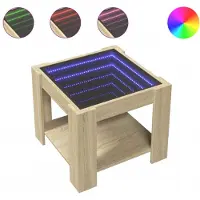 vidaXL Table basse LED Chêne Sonoma 53x53x45 cm Matériau dérivé du bois