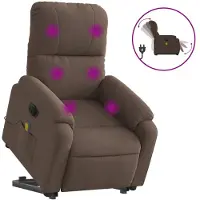 vidaXL Fauteuil de massage Releveur électrique Marron Tissu microfibre