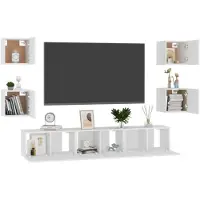 vidaXL Ensemble d'armoires TV 7 pièces blanc bois composite
