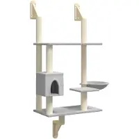 vidaXL Arbre à chat avec colonne griffoir montage mural gris clair 153 cm