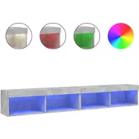 vidaXL Armoires TV avec lampes LED 2 pcs. Gris béton 100x30x30 cm