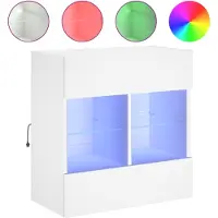 vidaXL Meuble TV mural avec lampes LED blanc 58,5x30x60,5 cm