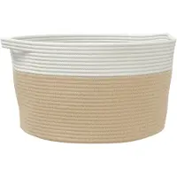 vidaXL Panier de rangement beige et blanc Ø40x25 cm coton