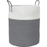 vidaXL Panier de rangement gris et blanc Ø38x46 cm coton
