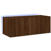 vidaXL Armoire TV murale avec lampes LED brun aspect chêne 80x35x31 cm