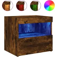 vidaXL Table de chevet avec lumières LED chêne fumé 50x40x45 cm