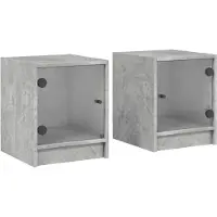 vidaXL Tables de chevet et portes vitrées 2 pcs gris béton 35x37x42 cm