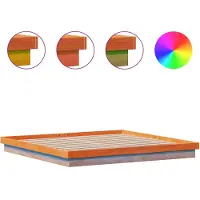 vidaXL Lit en bois massif avec éclairage LED brun cireux 200x200 cm pin