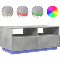 vidaXL Table basse avec lampes LED gris béton 90x49x40 cm