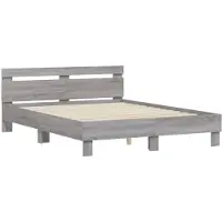 DKD Home Decor Cadre de lit avec tête de lit gris Sonoma 140x200 cm bois composite
