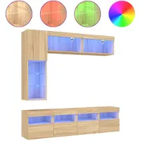 vidaXL Meuble TV 7 pièces avec lampes LED Chêne Sonoma