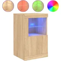 vidaXL Armoire d'appoint avec lampes LED Chêne Sonoma Matériau dérivé du bois