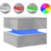 vidaXL Table basse avec lampes LED gris béton 50x50x40 cm