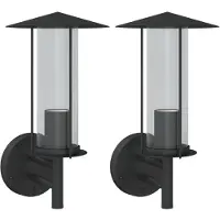 vidaXL Lampes murales d'extérieur 2 pcs. noir acier inoxydable