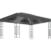 vidaXL Pavillon avec guirlande lumineuse LED 3x4 m Anthracite Tissu