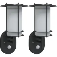 vidaXL Lampes murales d'extérieur avec détecteur de mouvement 2 pcs. noir acier inoxydable