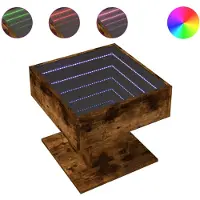 vidaXL Table basse LED chêne fumé 50x50x45 cm bois composite