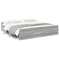 vidaXL Cadre de lit avec tiroirs gris Sonoma 200x200cm bois composite