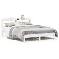 vidaXL Lit en bois massif sans matelas Blanc 140x190 cm pin
