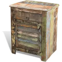 vidaXL Table de coin avec 1 tiroir et 1 porte Bois de récupération