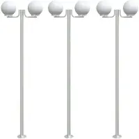 vidaXL Lampes d'allée 3 pcs. argent 215 cm acier inoxydable