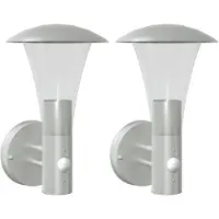 vidaXL Lampes murales extérieures avec détecteur de mouvement 2 pcs. argent Acier inoxydable