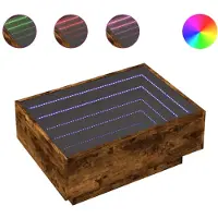 vidaXL Table basse LED chêne fumé 70x50x30 cm bois composite