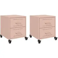 vidaXL Tables de chevet 2 pcs rose 36x39x43,5 cm acier