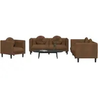 vidaXL Ensemble de canapés 3 pièces avec coussins Marron Velours