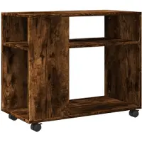 vidaXL Table d'appoint avec roues chêne fumé bois d'ingénierie