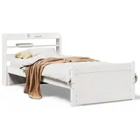 vidaXL Cadre de lit avec tête de lit sans matelas blanc 90x190 cm