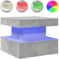 vidaXL Table basse avec lampes LED gris béton 50x50x40 cm