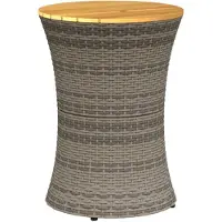 vidaXL Table d'appoint de jardin en forme de tambour Gris Poly rotin & bois massif