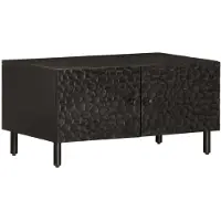 vidaXL Table basse noire 80x50x40 cm en bois massif de manguier