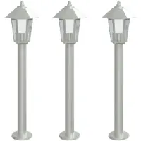vidaXL Lampes de chemin 3 pcs. argent 80 cm acier inoxydable