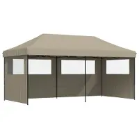 vidaXL Tente de réception pliable Pop-Up avec 3 panneaux latéraux Taupe
