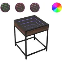 vidaXL Table de chevet avec LED infini chêne marron 40x40x51 cm