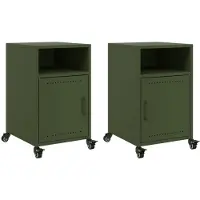 vidaXL Tables de chevet 2 pcs vert olive 36x39x59 cm acier
