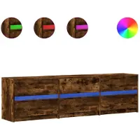 vidaXL Armoire TV avec éclairage LED chêne fumé 180x34x50 cm