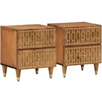 vidaXL Tables de chevet 2 pcs 40x33x46 cm Bois de manguier solide