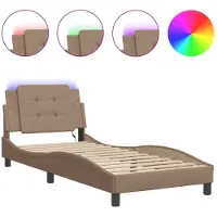 vidaXL Sommier avec LED sans matelas « Zadar » brun cappuccino 90 x 190 cm