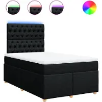 vidaXL Lit boxspring avec matelas noir 120x200 cm Tissu