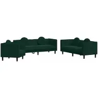 vidaXL Ensemble de canapés 3 pièces avec coussins vert foncé velours