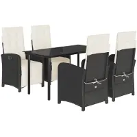 vidaXL Ensemble de jardin 5 pièces avec coussins Noir Poly Rattan